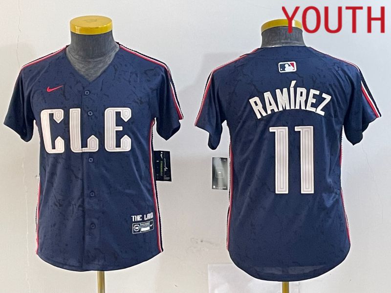 Youth Cleveland Indians #11 Ramirez Blue City Edition Nike 2024 MLB Jersey style 2->youth mlb jersey->Youth Jersey